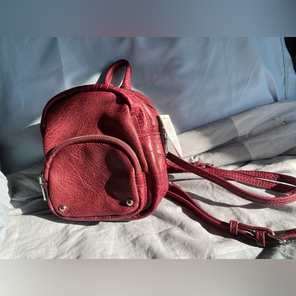 Urban Expressions Burgundy Mock Croc Mini Backpack - Picture 1 of 5
